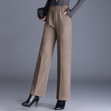 秋冬厚款羊毛呢妈妈裤子中老年女裤子高腰显瘦宽松直筒裤裤休闲裤