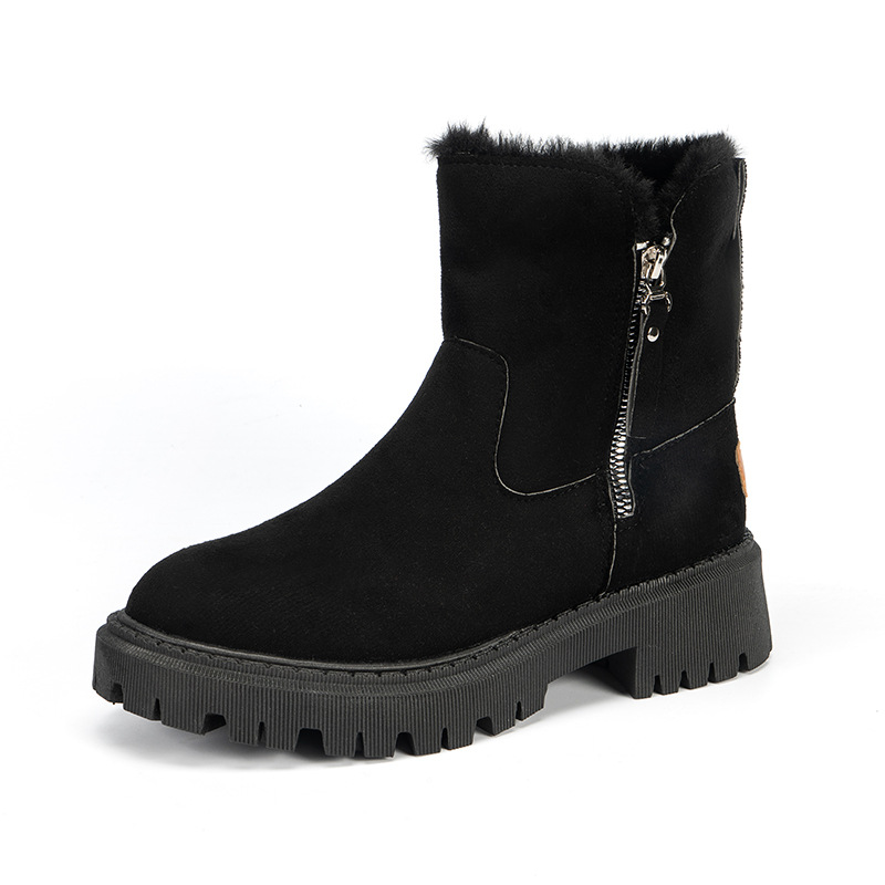 Plus-size women's platform boots Snow boots round head side zipper casual comfort_voghion.com