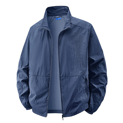 Popular summer men's sun protection clothing, outdoor casual windbreaker jacket, youth stand-up collar, loose large size skin clothing