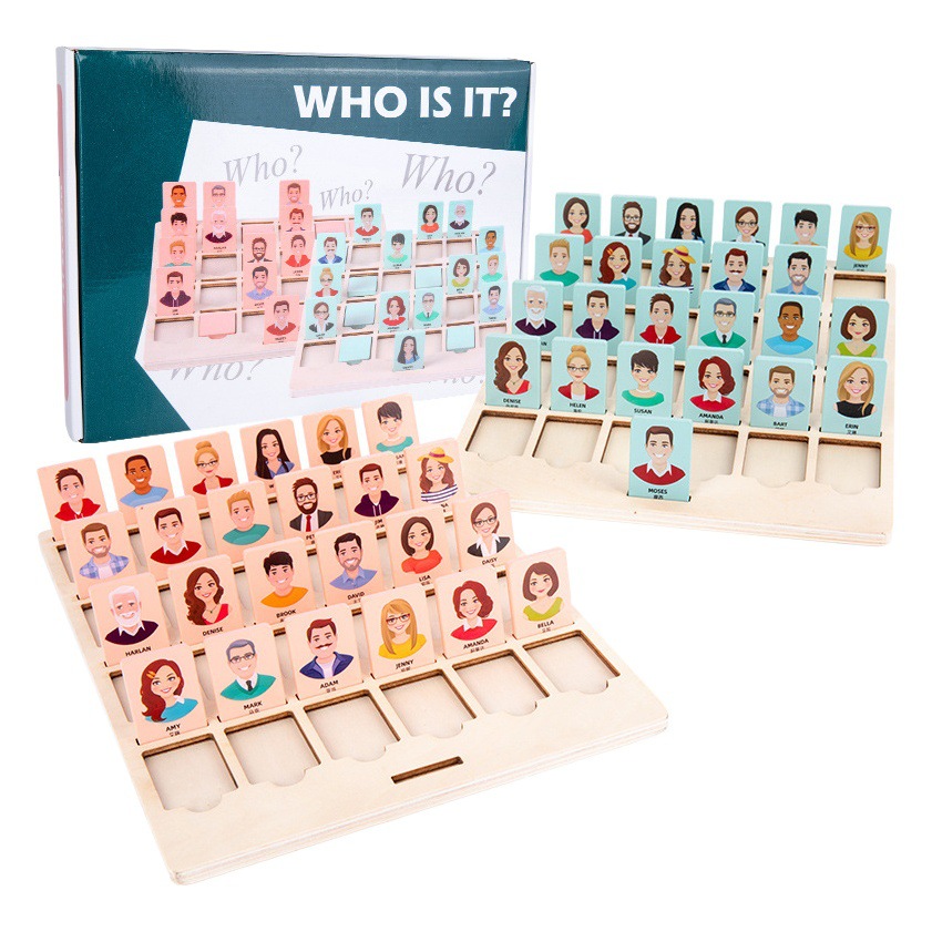Tiktok mismo estilo adivinar quién soy juego de razonamiento lógico educativo para niños Guess personaje padre-hijo escritorio juguete de madera