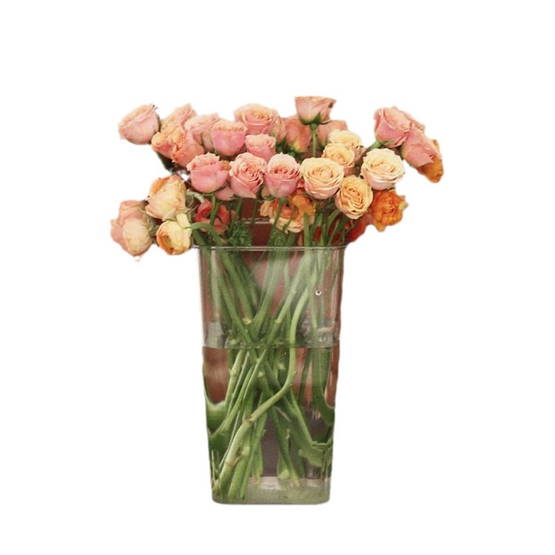 Cubo de cultivo de flores Cubo de cristal transparente arreglo floral Cubo de flores embalaje de flores Cubo de flores hogar vidrio Rosa flor tienda de flores Cubo de flores