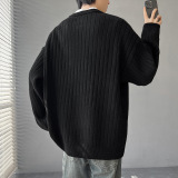 2026秋季青少年加厚宽松运动风圆领拉链装饰针织衫男可机洗腈纶，男装针织衫/毛衣，星座614