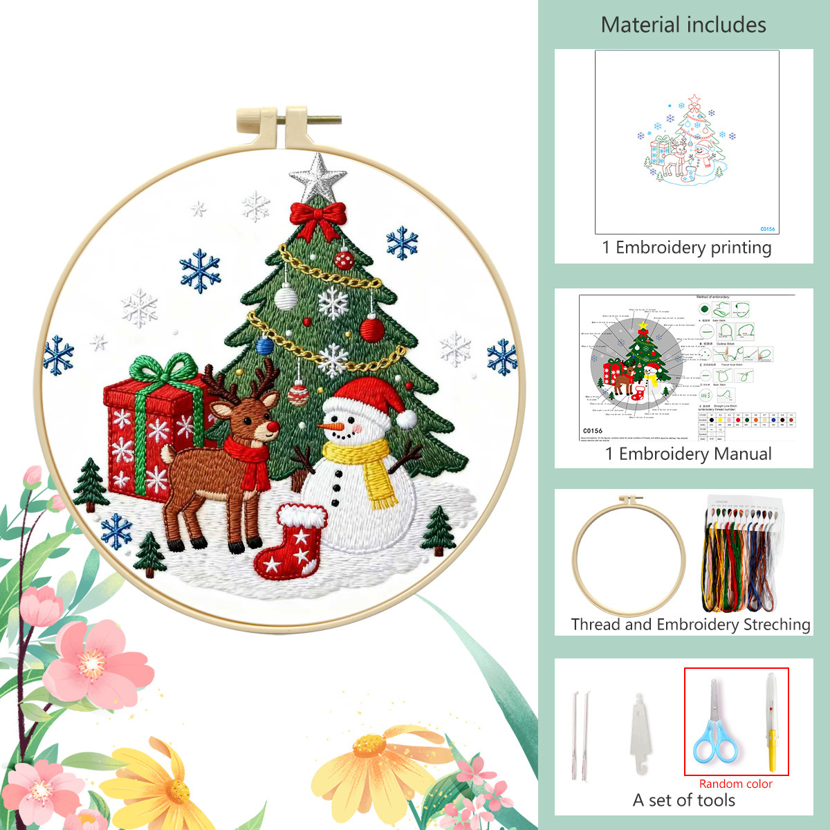 2025 Navidad bordada hecha a mano DIY paquete de materiales Navidad bordado Inglés venta directa transfronteriza