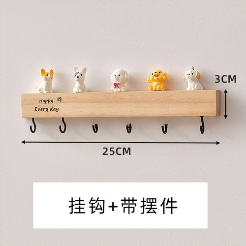 Pendant Key Holder with Wooden Design, No-Drill Entryway Wall Hook, Creative Decor for Door Entrance