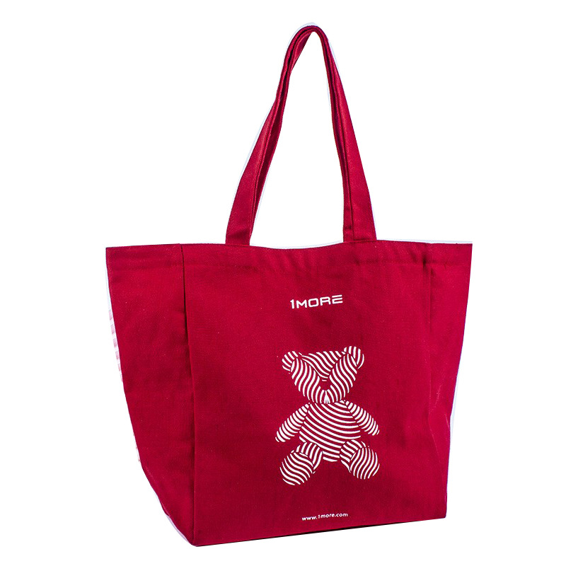 大红色有底有侧立体全棉帆布手提袋礼品袋包装袋现货大批量批发