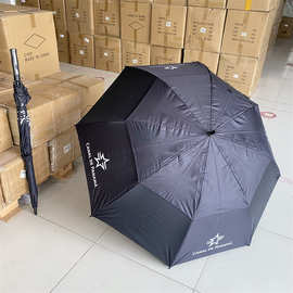 长柄雨伞 黑色商务加固强力防风双人伞