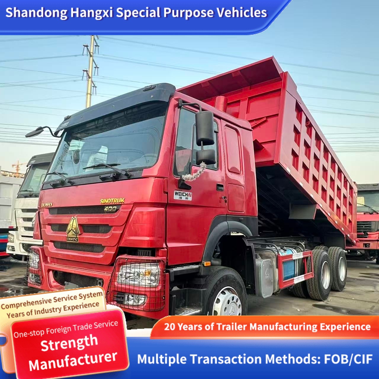 Howo Eight-Wheel Dump Truck with Weichai 400Hp Engine, Customized 10-Wheel Howo Dump Truck for Export