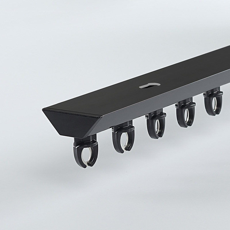 Rack de cortina sin agujeros transfronterizos mudo oculto V-tipo ultrafino cortina deslizante Luz de lujo de aleación de aluminio image 8