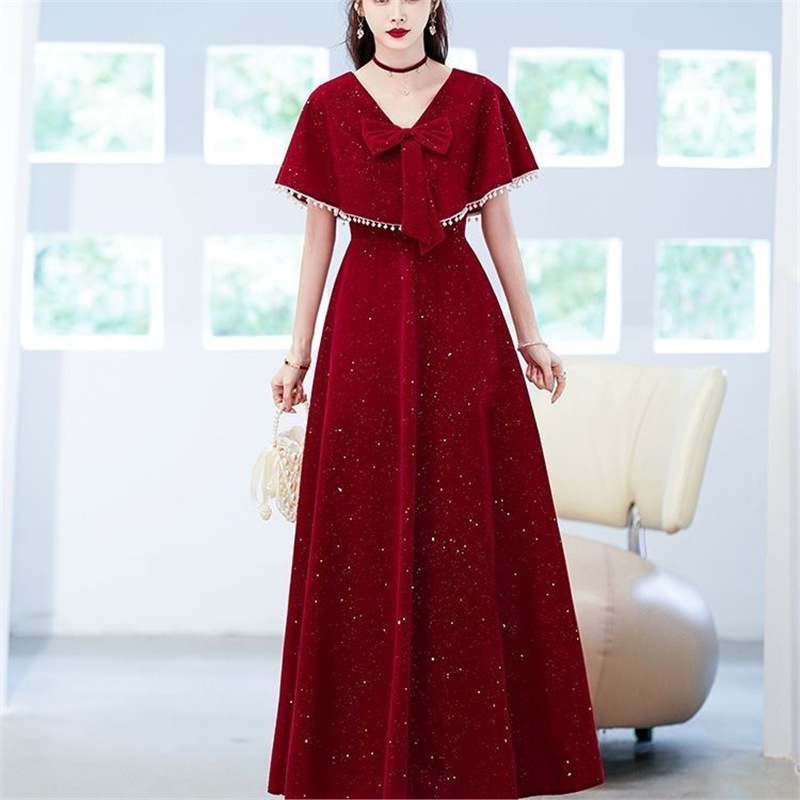 Pregnant Women's Toast Dress 2026 New Large Size Bridal Wedding Engagement Evening Gown High Waist Tummy Covering Dress Pregnant Women's Toast Dress 2026 New Large Size Bridal Wedding Engagement Evening Gown High Waist Tummy Covering Dress