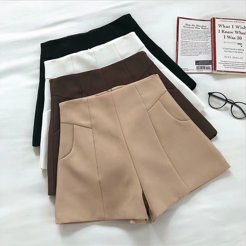 Elegant and Simple Women's Suit Shorts for Outerwear, Korean Style, New High-Waisted, Slimming, Versatile, Thin A-Line Wide-Leg Pants 3122 Elegant and Simple Women's Suit Shorts for Outerwear, Korean Style, New High-Waisted, Slimming, Versatile, Thin A-Line Wide-Leg Pants 3122
