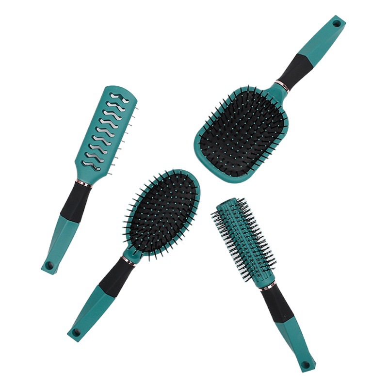 Peine de peluquería profesional, peine de masaje, juego de regalo verde pavo real, peine rizador, peine curvo grande, peine de masaje portátil