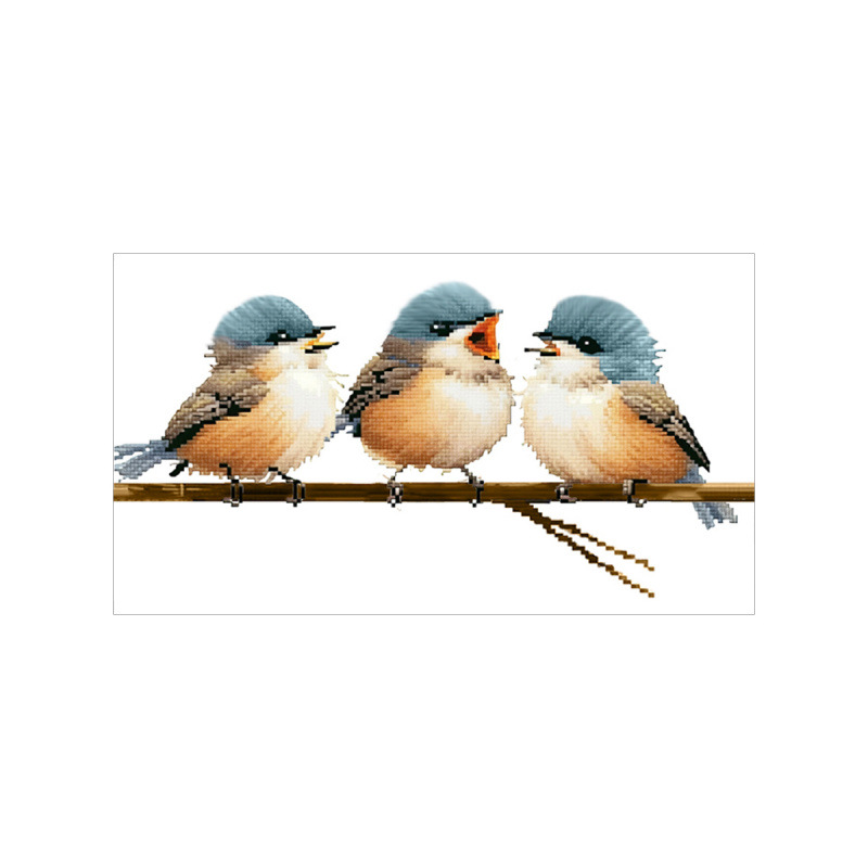 Mona Lisa Real bordado cruzado tres pájaros nuevo estilo moderno minimalista decoración de la sala de estar de animales colgando bordado de hilo hecho a mano image 6