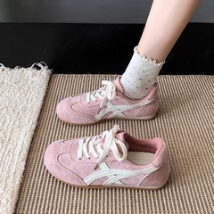 网面系带德训鞋平底小白鞋女2025春季新款休闲鞋板鞋学生运动鞋女