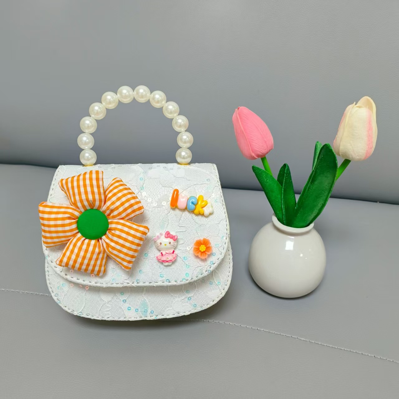 Bolso de princesa portátil de perlas, arco de encaje, bolso de hombro, bolso de cadena, bolso de cambio de Año Nuevo.