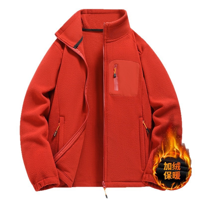 Otoño y invierno nuevo tipo de chaqueta de terciopelo para hombres y mujeres con terciopelo caliente de cuello relajado de grano de agitación casual chaqueta de terciopelo para hombres