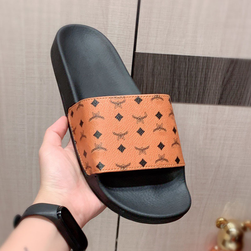 Cross-Border Outdoor Wear m Letter Printed Rubber Flat Men's Sandals Singapore Vietnam Nigeria Slide Slippers