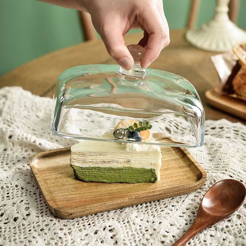 Acacia Wood Cake Plate Dessert Pastry Butter Plate Rectangular Bread Tasting Plate Transparent Glass Lid Display Tray Acacia Wood Cake Plate Dessert Pastry Butter Plate Rectangular Bread Tasting Plate Transparent Glass Lid Display Tray