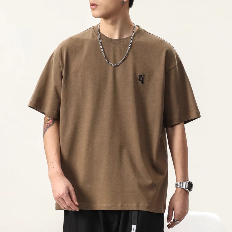 Ramondis 衣料品店 300 グラムヘビーウェイト半袖メンズピュアコットン Tシャツ夏アメリカン Tシャツルーズラウンドネック多用途|undefined