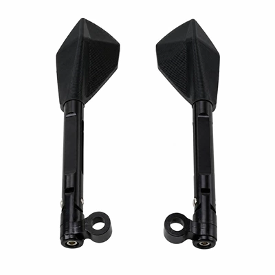 Motorcycle modification accessories: large mirror rearview mirror for street bikes, scooters, mopeds, and electric motorcycles, large pentagonal rearview mirror (Motosiklet ləvazimatları və aksesuarları) - black