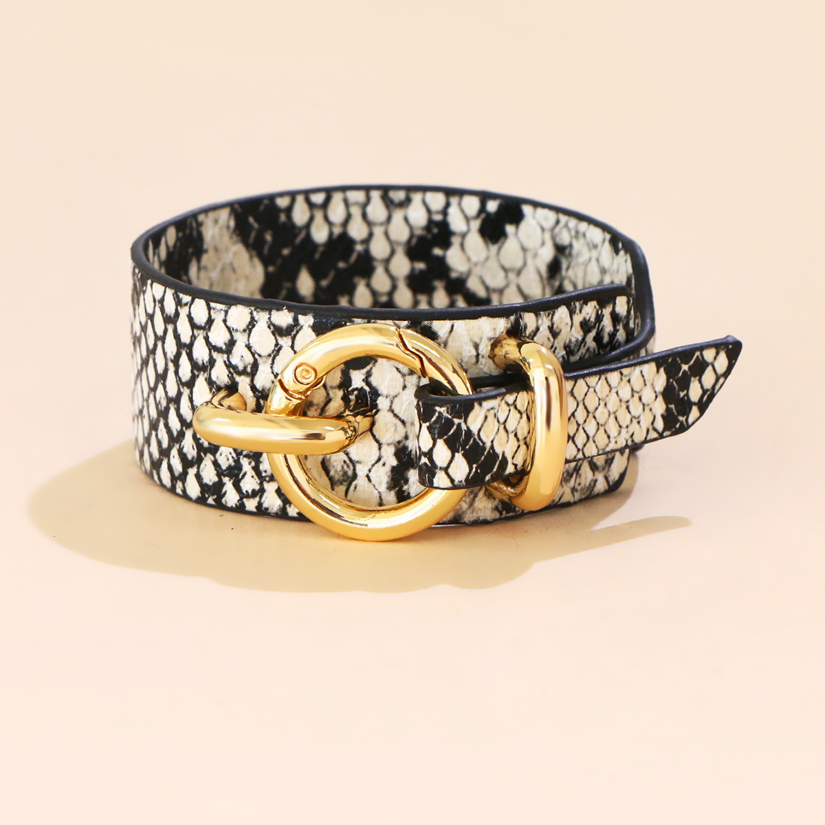 Fashion leather bracelet snake skin leopard print metal bracelet imitation leather adjustable leathe