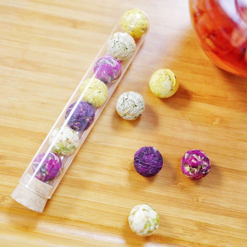 龙珠花茶云南特产会开花的茶大理玻璃试管装7颗玫瑰荷叶茉莉