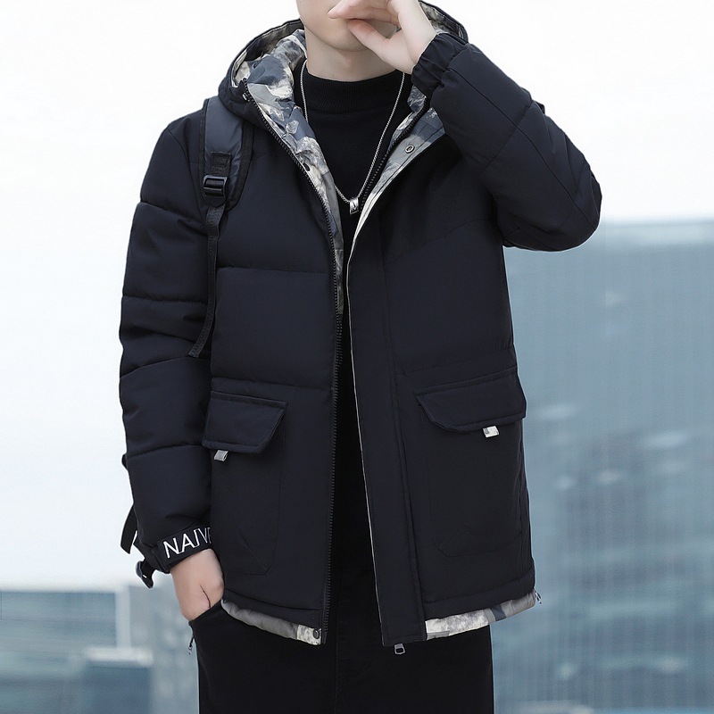 Chaqueta de pluma grande para hombres otoño y invierno chaqueta cálida coreana de moda para hombres guapo y grueso chaqueta de algodón casual ropa de pan
