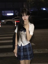 学院风jk制服短袖衬衫女甜辣收腰纯欲修身显瘦衬衣日系百搭上衣夏