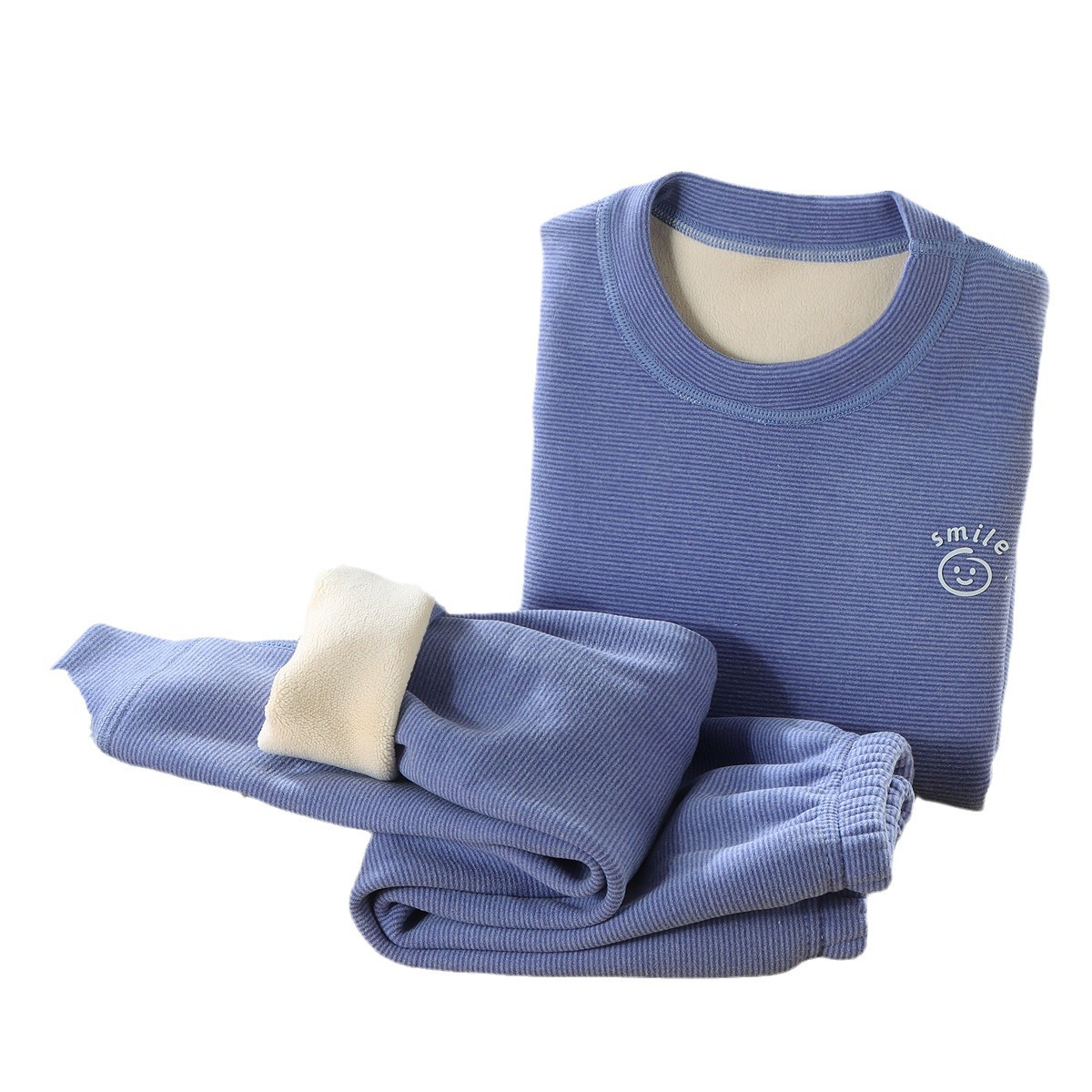 Niños de color sólido a rayas aoli terciopelo deshuesado traje medio y grande ropa de otoño para niños pantalones largos engrosados para hombres y mujeres homewear cálido