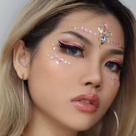 跨境爆款脸部水钻纹身贴欧美女生钻石额头贴纸创意舞台美妆贴脸贴