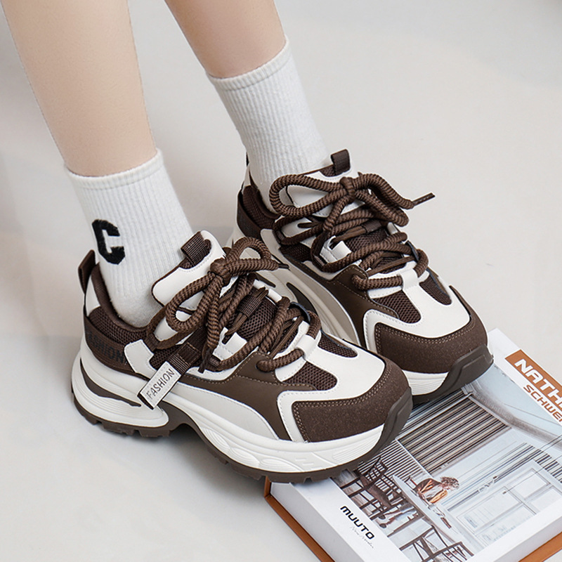 Dad's Shoes Women's 2024 Spring New Trendy Instagram Versatile Korean Thick Sole Breathable Student Casual Sports Shoes_voghion.com