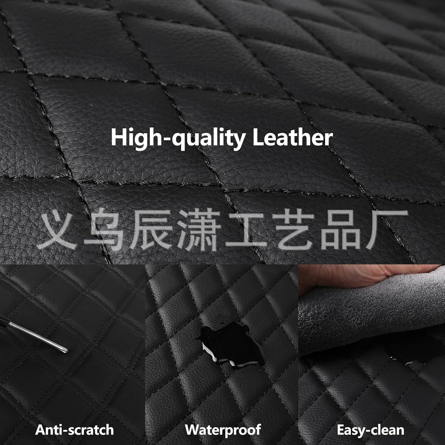 Cross-Border Hot-Selling New Model Single-Line Diamond Quilted Embroidered Pu Leather Universal Car Seat Cover 5-Seater Car Seat Cushion