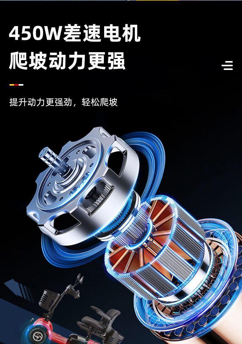 Electric Four-Wheeler for the Elderly, Household Dual-Seater Mobility Scooter for Disabled People, Foldable Small Electric Vehicle