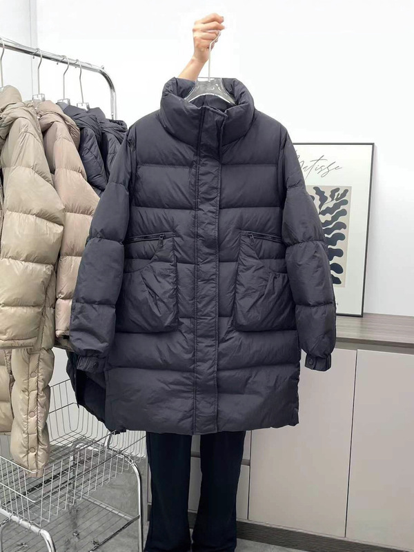 2025年韩版冬季时尚立领中长款羽绒服女加厚宽松休闲保暖直筒外套|undefined