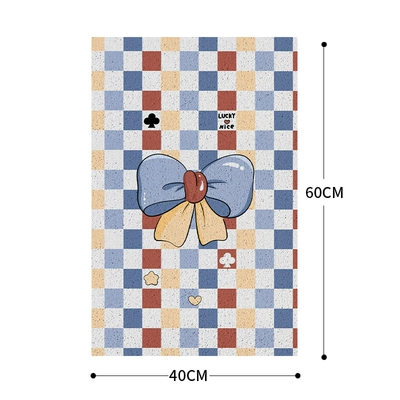 Mat, Electric vehicle foot mat - 40x60silk-circle-foot-pad-checkerboard-bow