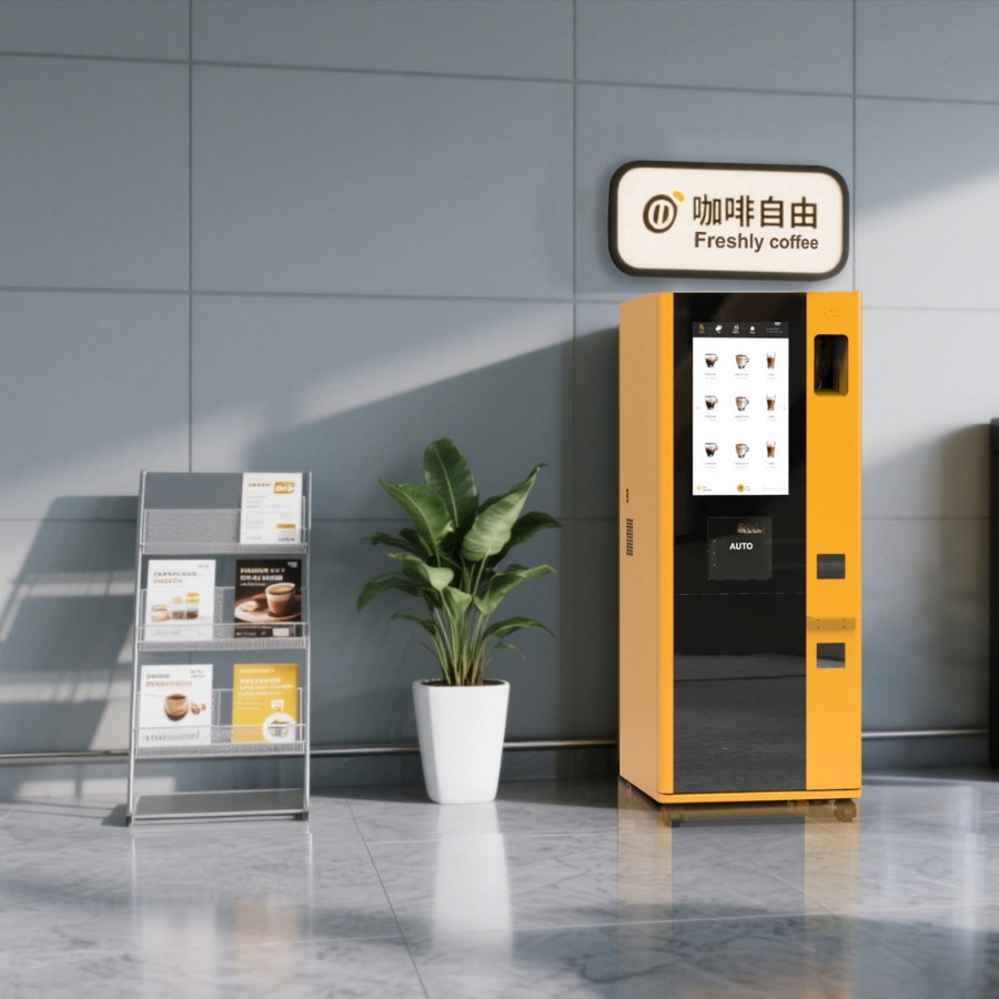 Máquina de venta de café de cabecera de servicio de autoservicio, molienda automática, extracción y preparación de cinta de preparación, limpieza de tubería trasera