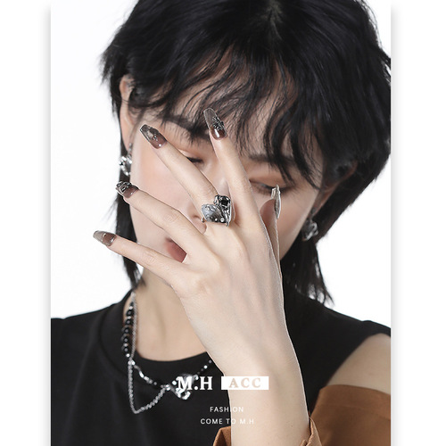 Lava Fold Heart Ring Wholesale Light Luxury Niche High-end Finger Ring Hip-Hop Bold Girl Style Versatile Index Finger Ring