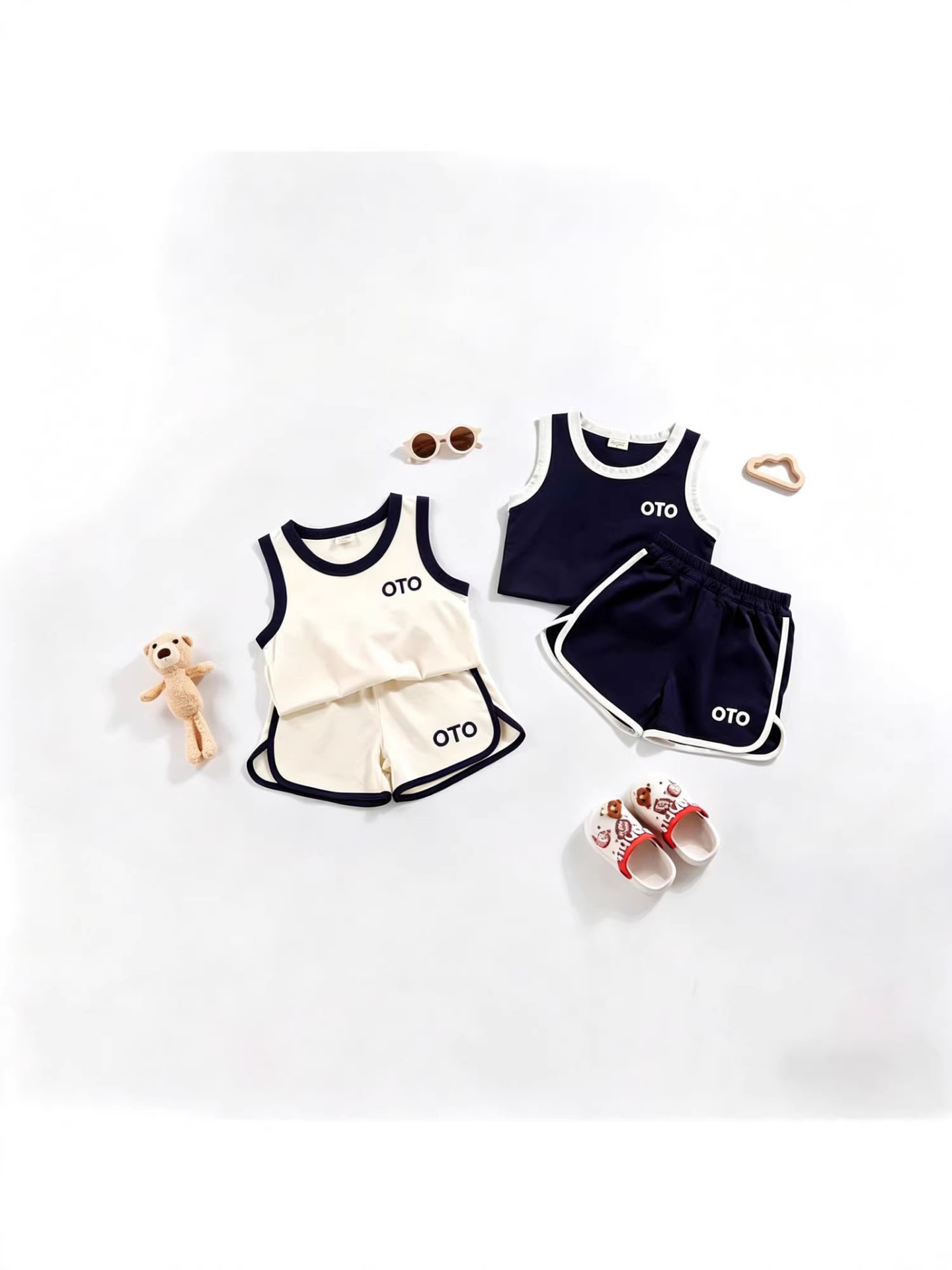 2025 juego de chaleco para niños verano nuevo pantalones cortos para niños y niñas bebés deportivos casuales de dos piezas marca de moda de estilo extranjero