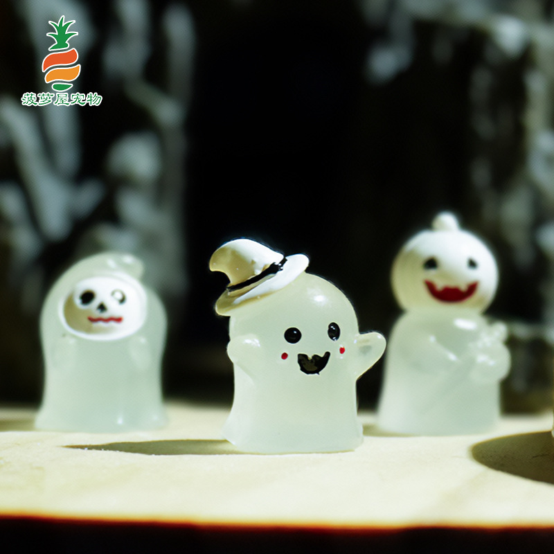 Pequeños accesorios de decoración de muñeca fantasma mini adornos de escritorio micro paisaje creativo lindo cabello luminoso Halloween