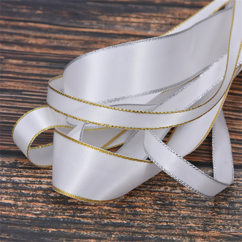 Amazon cinta de borde de cebolla de oro y plata de doble cara engrosada cinta de poliéster arco accesorios para el cabello cinta vestido floral