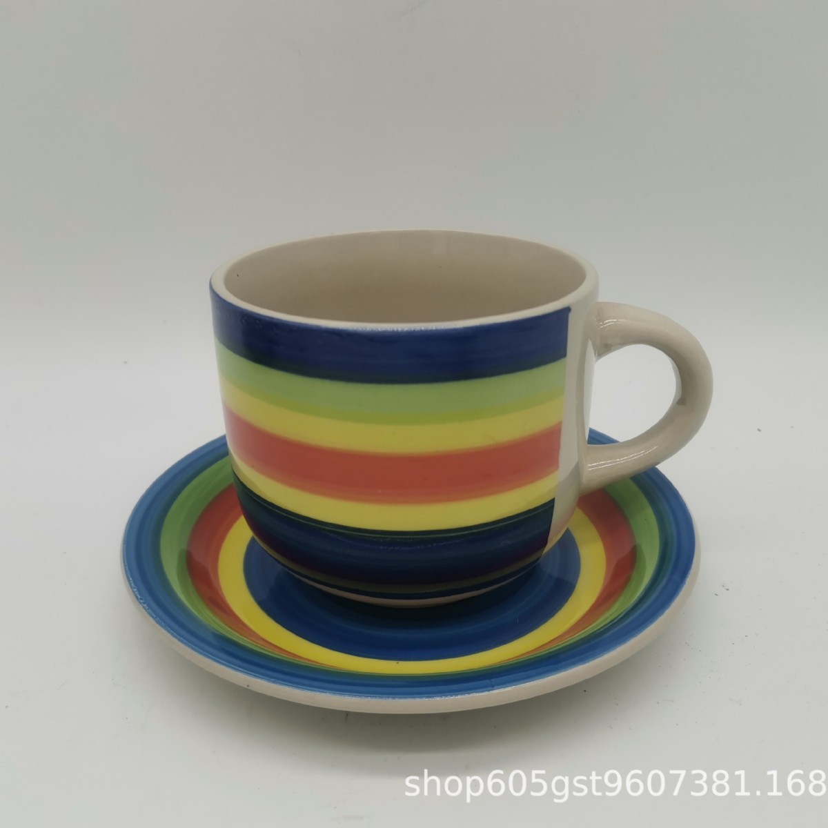 Tazas y platos de cerámica Stoneware Retro Coffee Cup Set Ceramic Rugged Creative Cup Plate Set de esmalte de color individual image 19