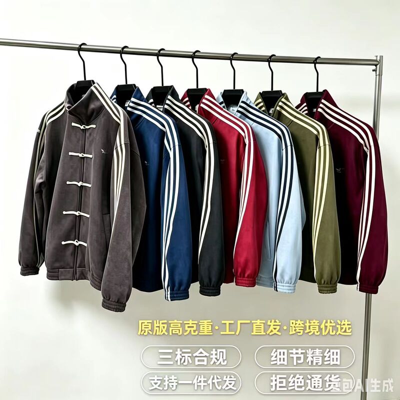 Cross-Border Retro New Chinese Style Tang Suit Jacket for Men and Women with Buckle, Suede, Outdoor Versatile Windproof Stand Collar Jacket Cross-Border Retro New Chinese Style Tang Suit Jacket for Men and Women with Buckle, Suede, Outdoor Versatile Windproof Stand Collar Jacket