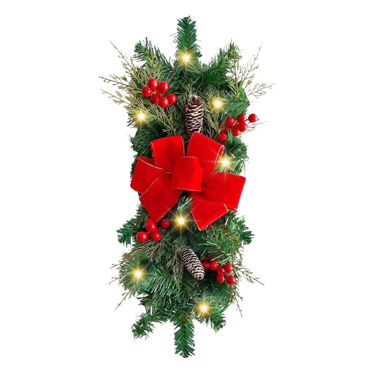 Hong Kong amor Amazon Navidad Garland adornos LED escaleras ratán rojo arco guirnalda decoración cono de pino