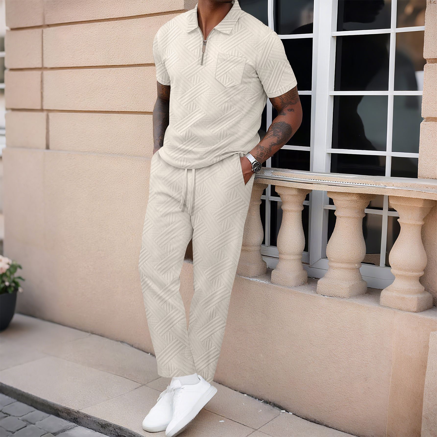 autumn solid color trousers with zipper