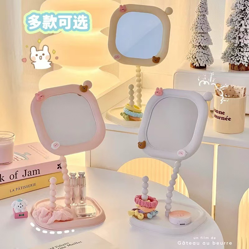 创意造型梳妆镜学生宿舍桌面镜子可旋转美妆镜