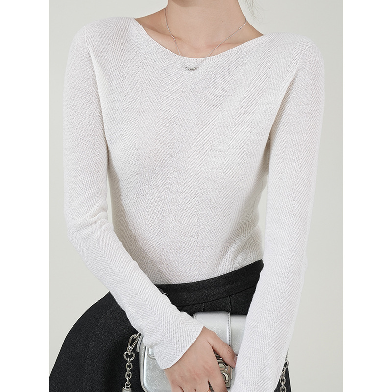 100% Sheep Wool Water Ripple Knitwear Soft Gold Worsted 48-Count Autumn and Winter Skin Clothing 3D Seamless Bottoming Shirt