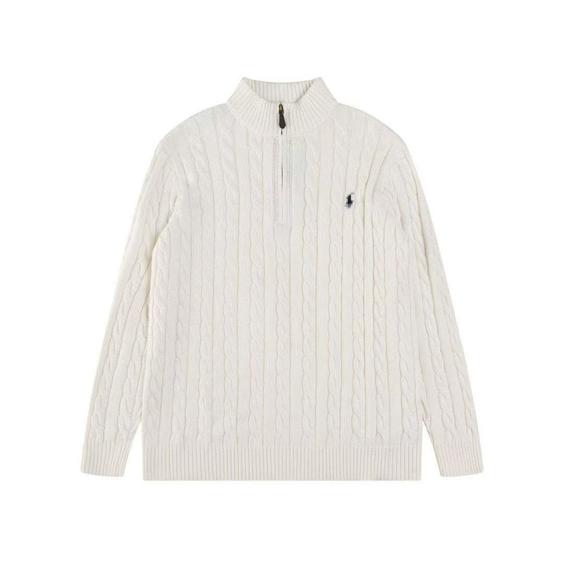 100% Cotton High-Quality Solid Color Half-Zip Stand Collar Animal Embroidery Long-Sleeve Knit Sweater, High-End Versatile Version 100% Cotton High-Quality Solid Color Half-Zip Stand Collar Animal Embroidery Long-Sleeve Knit Sweater, High-End Versatile Version