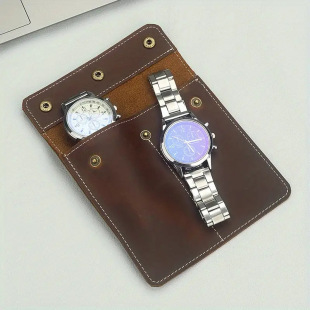 Amazon cross-border electronic bracelet vintage mechanical watch storage bag double pack cowhide watch storage bag