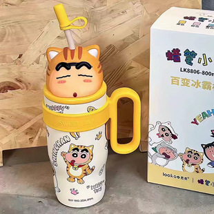 Crayon Small New Thermos Cup for Boys and Girls New High Color Value Student Ice Bully Cup Stainless Steel Children's Suction Cup