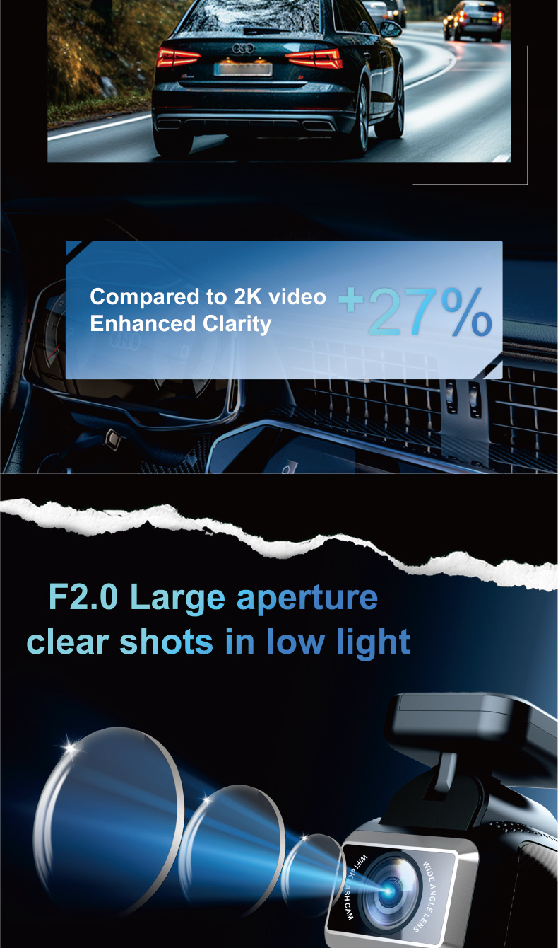 Private model touch screen dashcam cross-border wholesale 4K ultra-high-definition 5G Wi-Fi high-definition dual recording GPS car camera