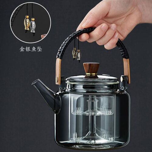 High borosilicate glass teapot Pisces lifting beam household open fire electric ceramic stove kettle steaming tea set tea set